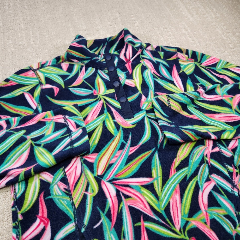 Tommy Bahama Sweatshirt Women Medium Floral Active Lightweight Fleece 1/4 Snap